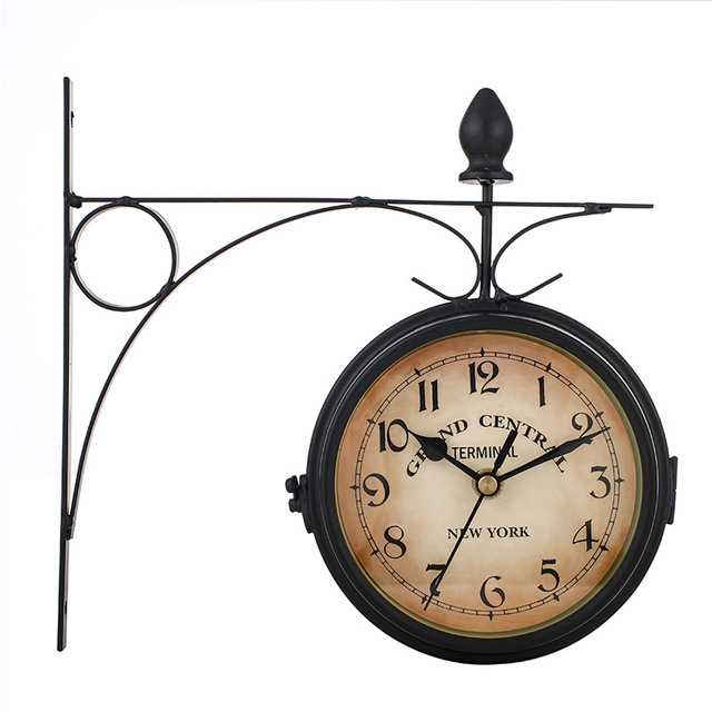 Double-Sided Wall Clock - Grand Central Train Station Style Wall Clock