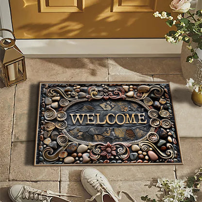 Elegant Vintage Striped Door Mat for Home Entrance - Custom Washable Rugs for Bedroom, Hallway, and More