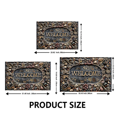 Elegant Vintage Striped Door Mat for Home Entrance - Custom Washable Rugs for Bedroom, Hallway, and More